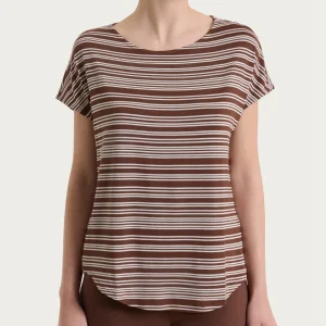 Maglietta girocollo a righe alternate in Viscosa Summer - Fant.Cappuccino