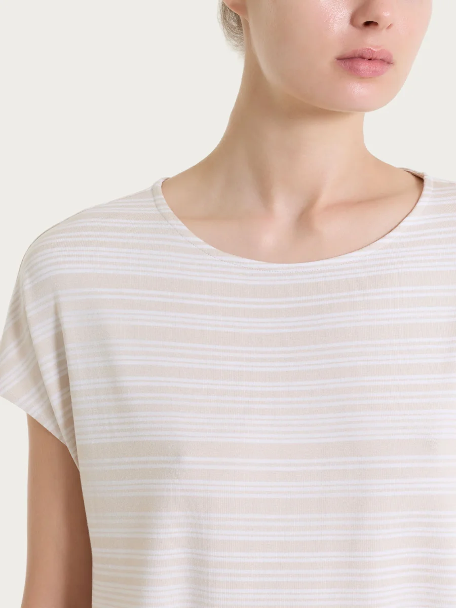 Maglietta girocollo a righe alternate in Viscosa Summer - Fant.Champignon - immagine 4