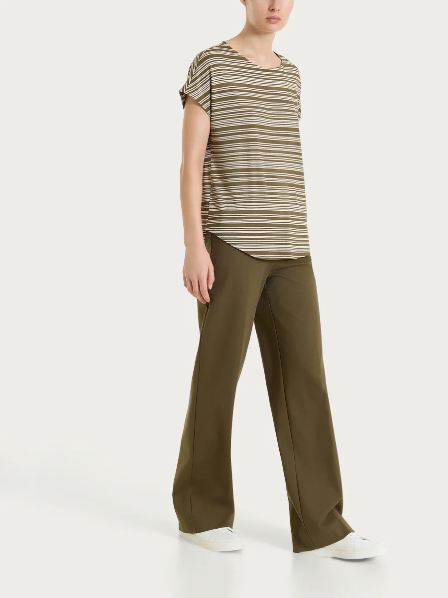 Maglietta girocollo a righe alternate in Viscosa Summer - Fant. Dark Olive - immagine 6