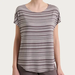 Maglietta girocollo a righe alternate in Viscosa Summer - Fant. Plum Truffle