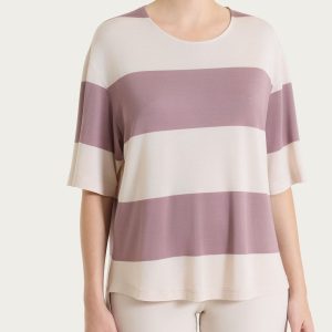 Maglietta girocollo e con macro righe in Summer Light - Fant. Twilight Mauve