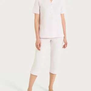 Pigiama a pinocchietto con pizzo in Jersey di Cotone - Orchid Tint