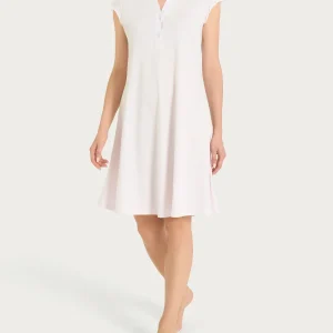 Camicia da notte tinta unita con collo a serafino in Jersey di Cotone - Orchid Tint