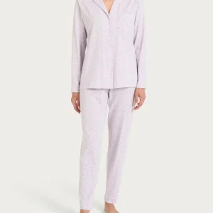 Pigiama aperto con fantasia micro animalier in Jersey di cotone - Fant. Orchid Tint