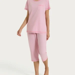 Pigiama tinta unita a pinocchietto in Jersey di Cotone - Cameo Pink