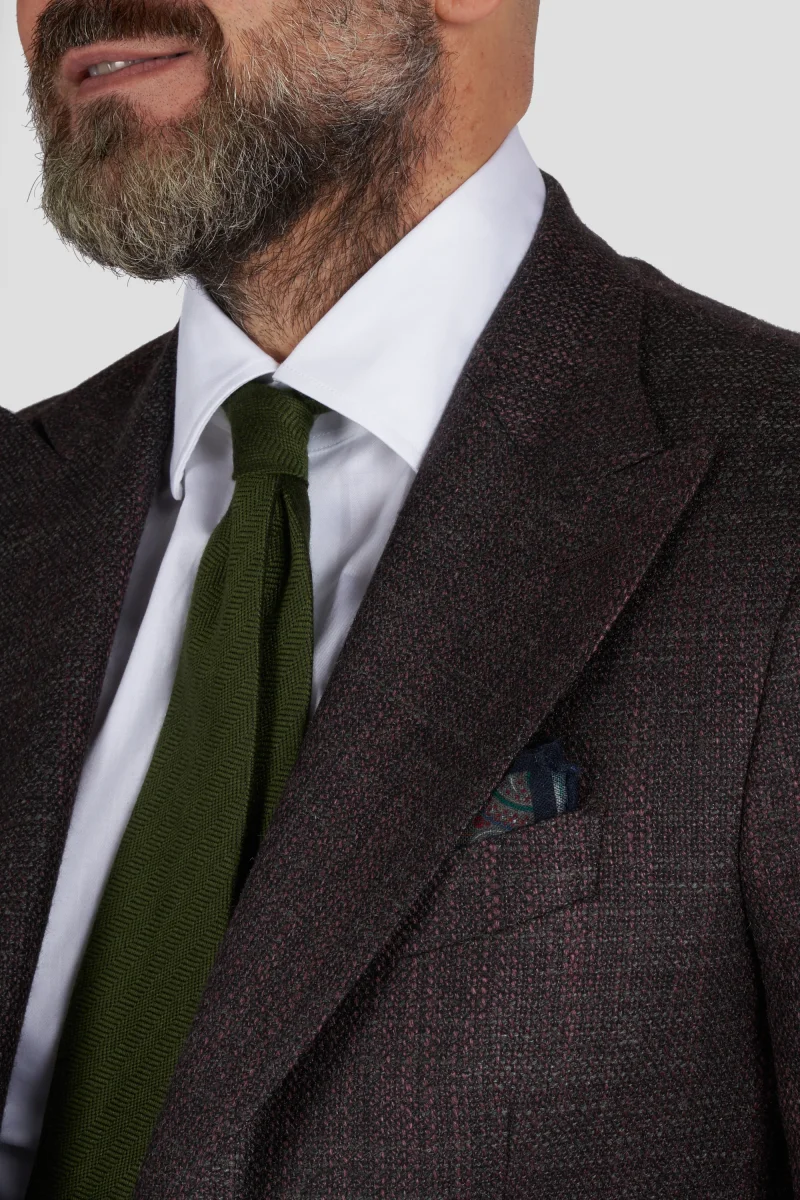 Giacca in lana e seta marrone/bordeaux - immagine 3