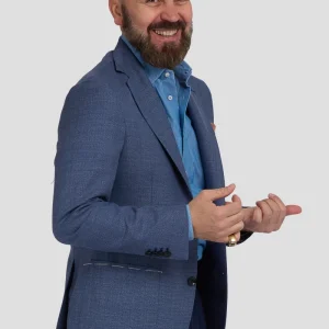 Giacca Blu Royale In Lana