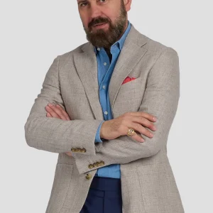 Giacca In Lana E Lino Sabbia