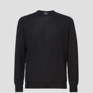 Girocollo lana seta cashmere nero