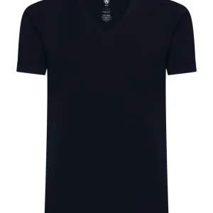 Comfort - Maglietta scollo a V a manica corta in cotone elasticizzato - Bleu