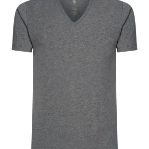 Comfort - Maglietta scollo a V a manica corta in cotone elasticizzato - Grigio Mel.