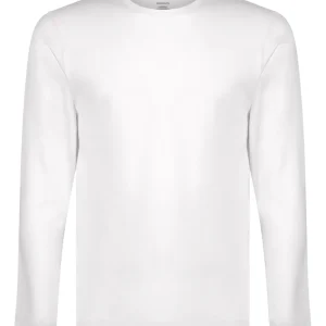 Comfort - Maglietta girocollo a manica lunga in cotone elasticizzato - Bianco