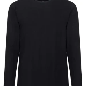 Comfort - Maglietta girocollo a manica lunga in cotone elasticizzato - Nero