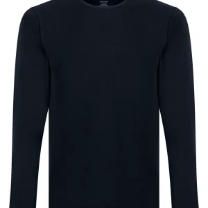 Comfort - Maglietta girocollo a manica lunga in cotone elasticizzato - Bleu