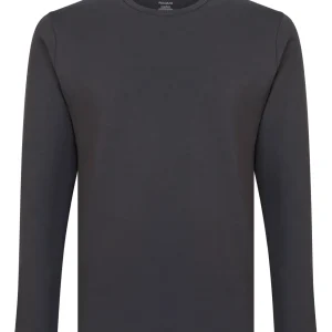 Comfort - Maglietta girocollo a manica lunga in cotone elasticizzato - Ematite