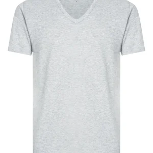 90-10 - Maglietta scollo a V in cotone e viscosa - Argento Bipack