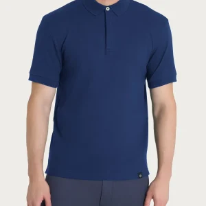 Polo in Eco Cotton Piquet Stretch - Blueberry