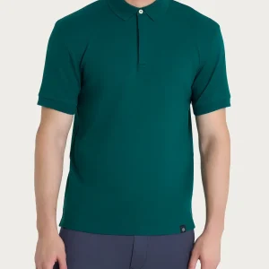 Polo in Eco Cotton Piquet Stretch - Rain Forest