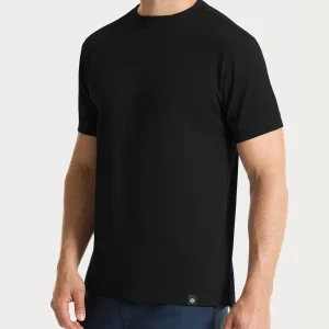 Maglietta girocollo in Eco Cotton Piquet Stretch - Nero