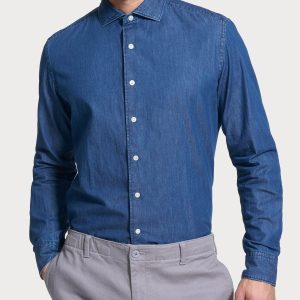 Camicia classica in chambray di cotone - Denim