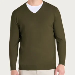 Pull scollo a V Four Seasons - Dark Olive