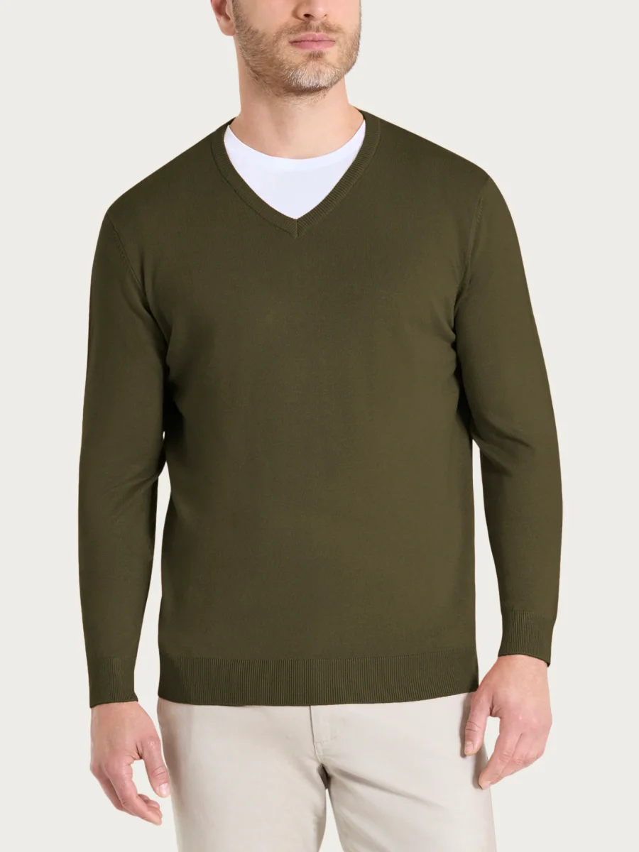 Pull scollo a V Four Seasons - Dark Olive - immagine 2