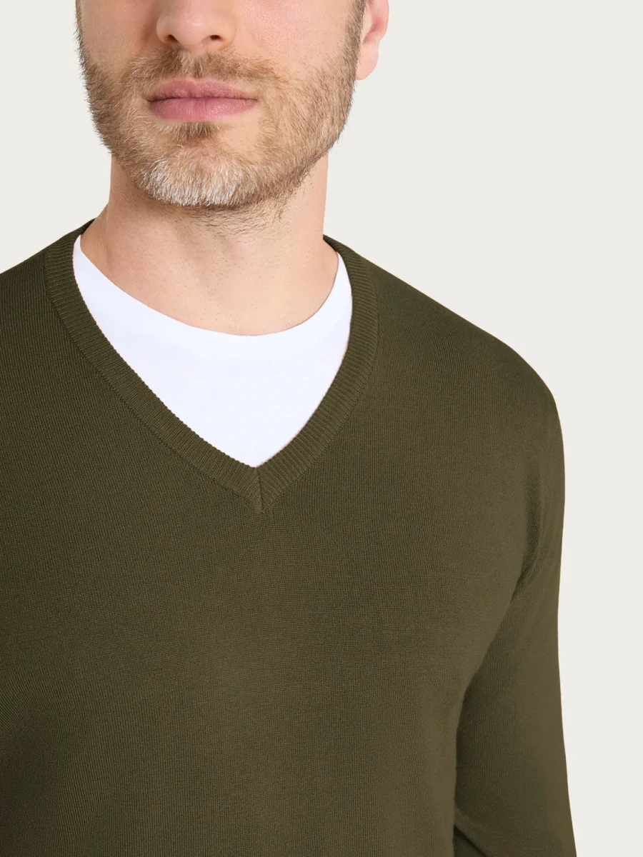 Pull scollo a V Four Seasons - Dark Olive - immagine 4