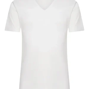 Thermo Cotton - Maglietta scollo V a manica corta in caldo cotone  - Bianco