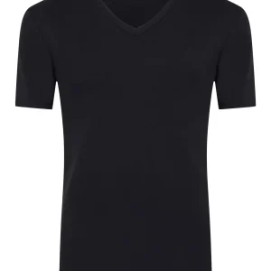 Thermo Cotton - Maglietta scollo V a manica corta in caldo cotone  - Nero