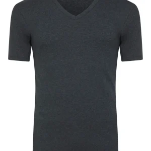 Thermo Cotton - Maglietta scollo V a manica corta in caldo cotone  - Piombo Mel.