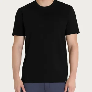 T-shirt girocollo in jersey di cotone - Nero