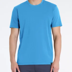 T-shirt girocollo in jersey di cotone - Azure Blue