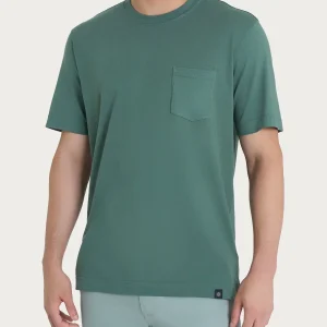 T-shirt girocollo con taschino in jersey di cotone - Dark Forest