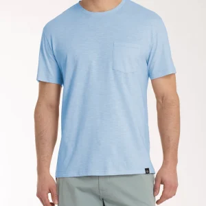 T-shirt girocollo con taschino in jersey di cotone - Dusty Blue