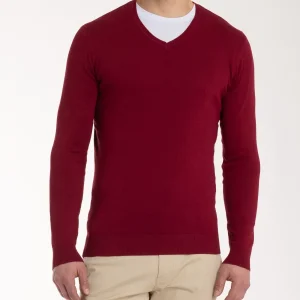 Pull scollo a V a manica lunga in Summertime - Tibetan Red