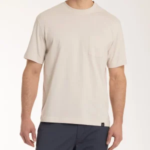 T-shirt girocollo con taschino in slub jersey di cotone - Champignon