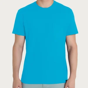 T-shirt girocollo con taschino in slub jersey di cotone - Aquarius