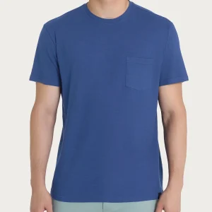 T-shirt girocollo con taschino in slub jersey di cotone - Oceana