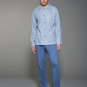 Pigiama aperto con colletto in interlock di caldo cotone - Fant. Tempest