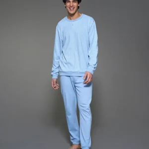 Pigiama a serafino in interlock di caldo cotone - Fant. Lavender Lustre