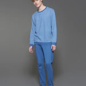 Pigiama a serafino in interlock di caldo cotone - Fant. Bijou Blue