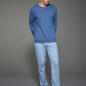 Pigiama a serafino in interlock di caldo cotone - Fant. Bijou Blue