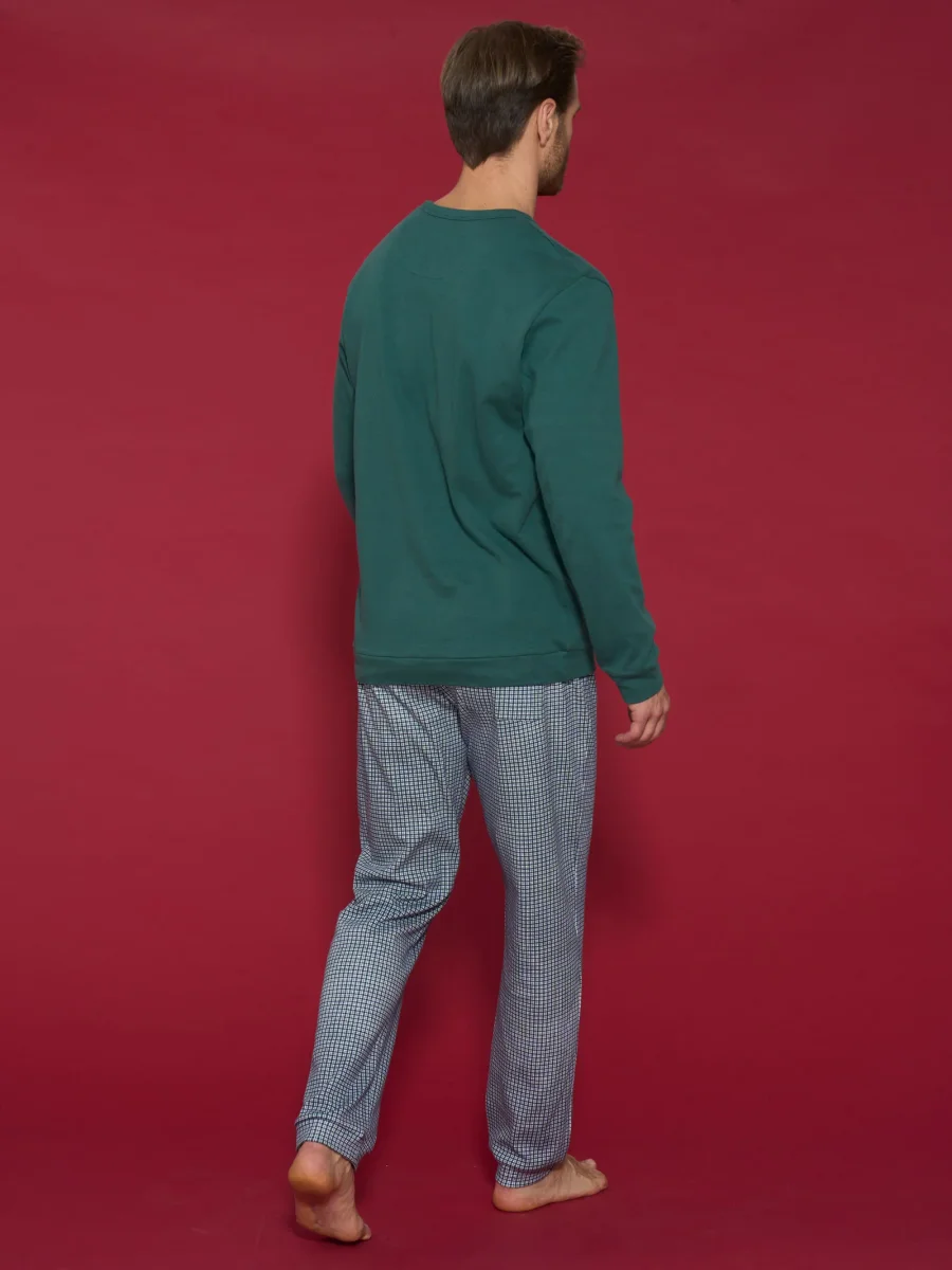 Pigiama a serafino in interlock di caldo cotone - Fant. Bistro Green - immagine 3