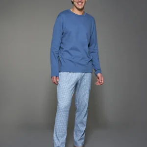 Pigiama girocollo in interlock di caldo cotone - Fant. Bijou Blue