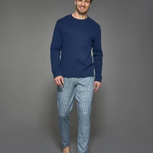 Pigiama girocollo in interlock di caldo cotone - Fant. Navy Blazer