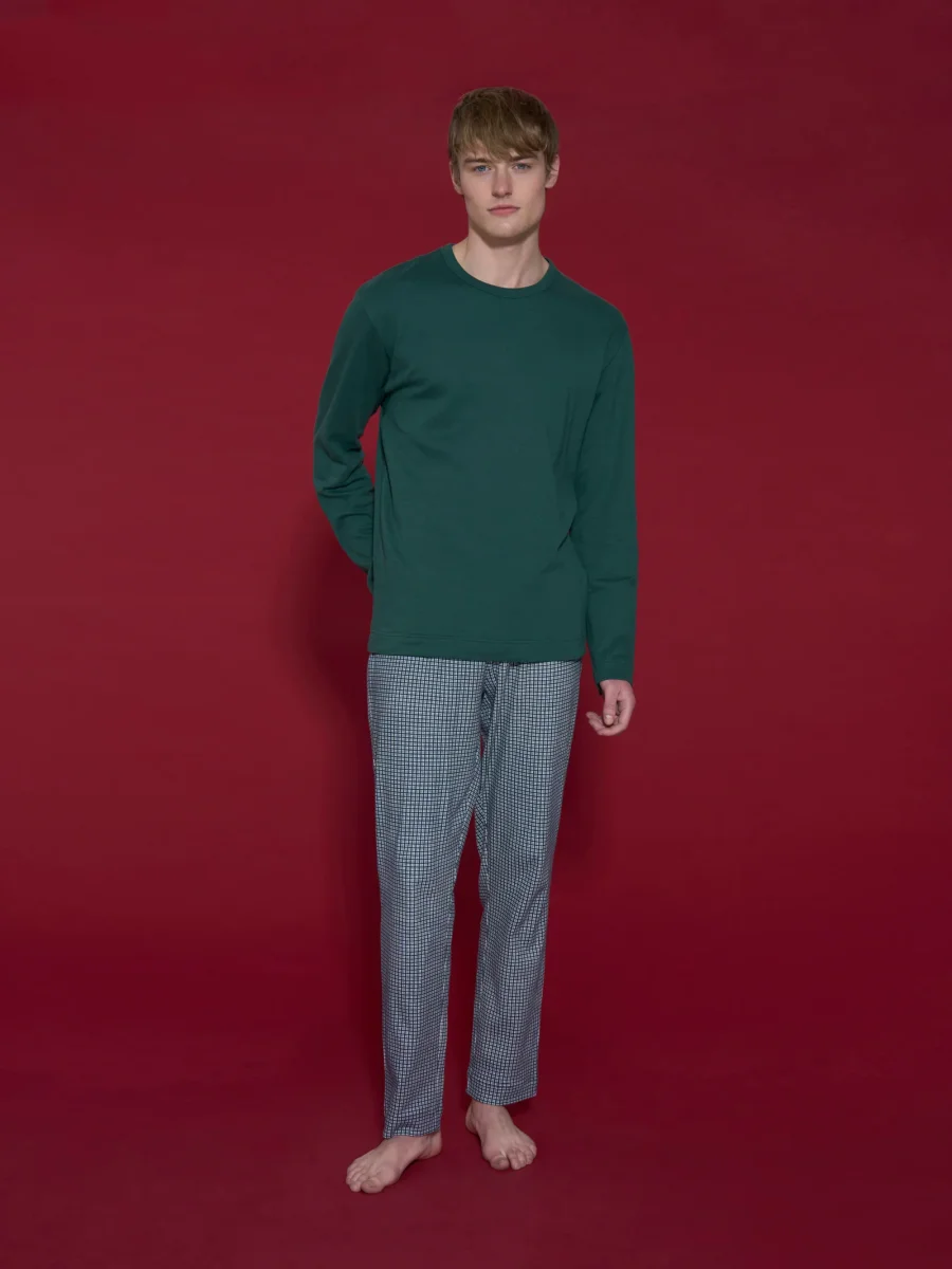 Pigiama girocollo in interlock di caldo cotone - Fant. Bistro Green - immagine 2