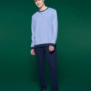 Pigiama a serafino  in interlock di caldo cotone - Fant. Lavender Lustre