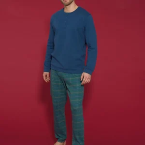 Pigiama a serafino in interlock di cotone - Fant. Bistro Green