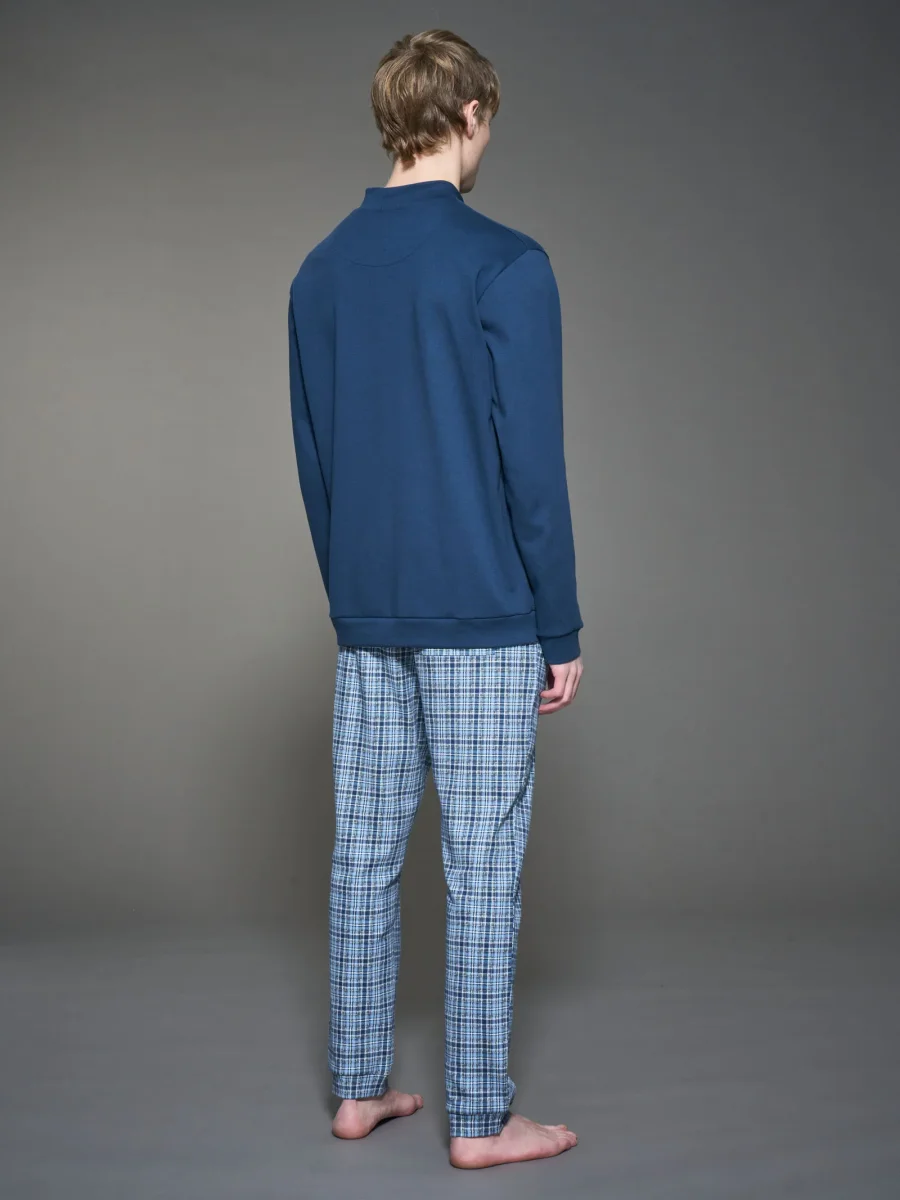 Pigiama con collo alto serafino in interlock di caldo cotone - Fant. Lavender Lustre - immagine 3