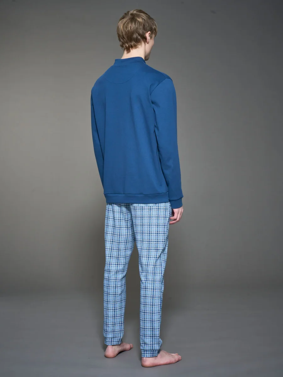 Pigiama con collo alto serafino in interlock di caldo cotone - Fant. Lavender Lustre - immagine 4